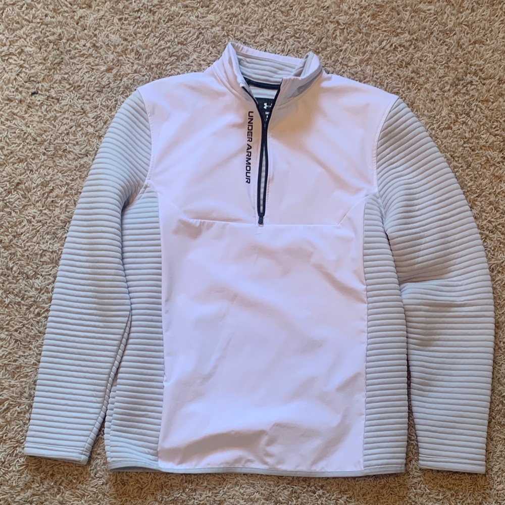 Under Armour White and Gray Half-Zip Top
